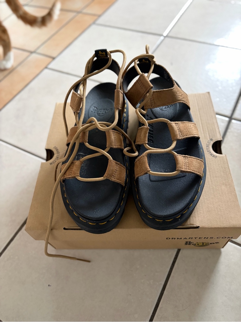Dr. Martens Kids Brown Lace-Up Strappy Sandals
